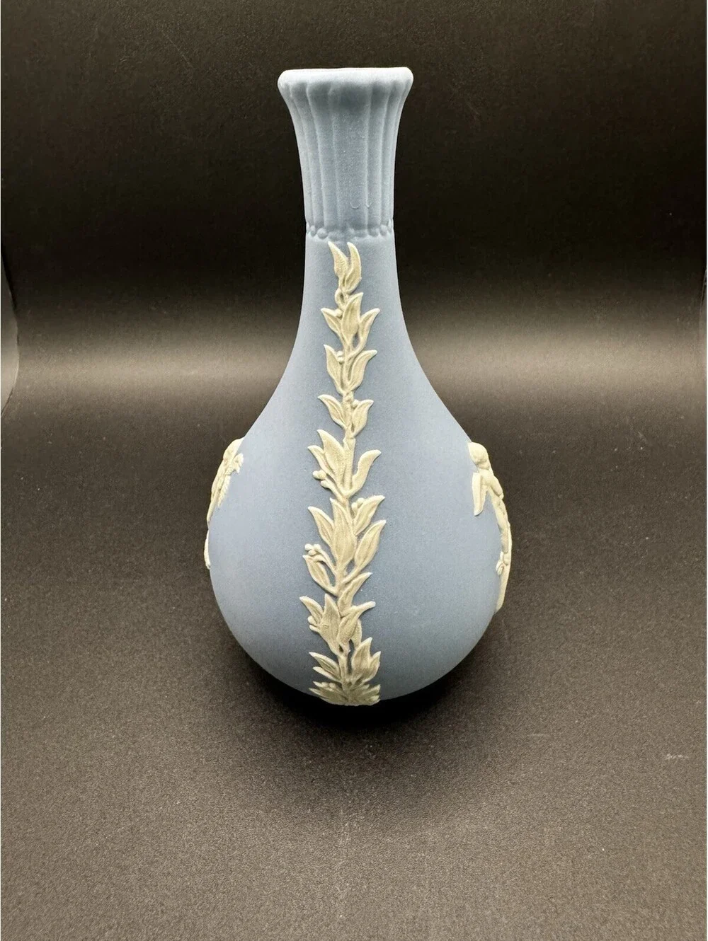 Wedgwood Jasperware Blue Bud Vase - 5” Cherubs